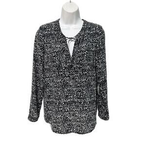 Rebecca Taylor 100% Silk Blouse Top Women Size 2 Tie Neck Long Sleeve Pockets